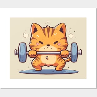 cat at gym Posters and Art